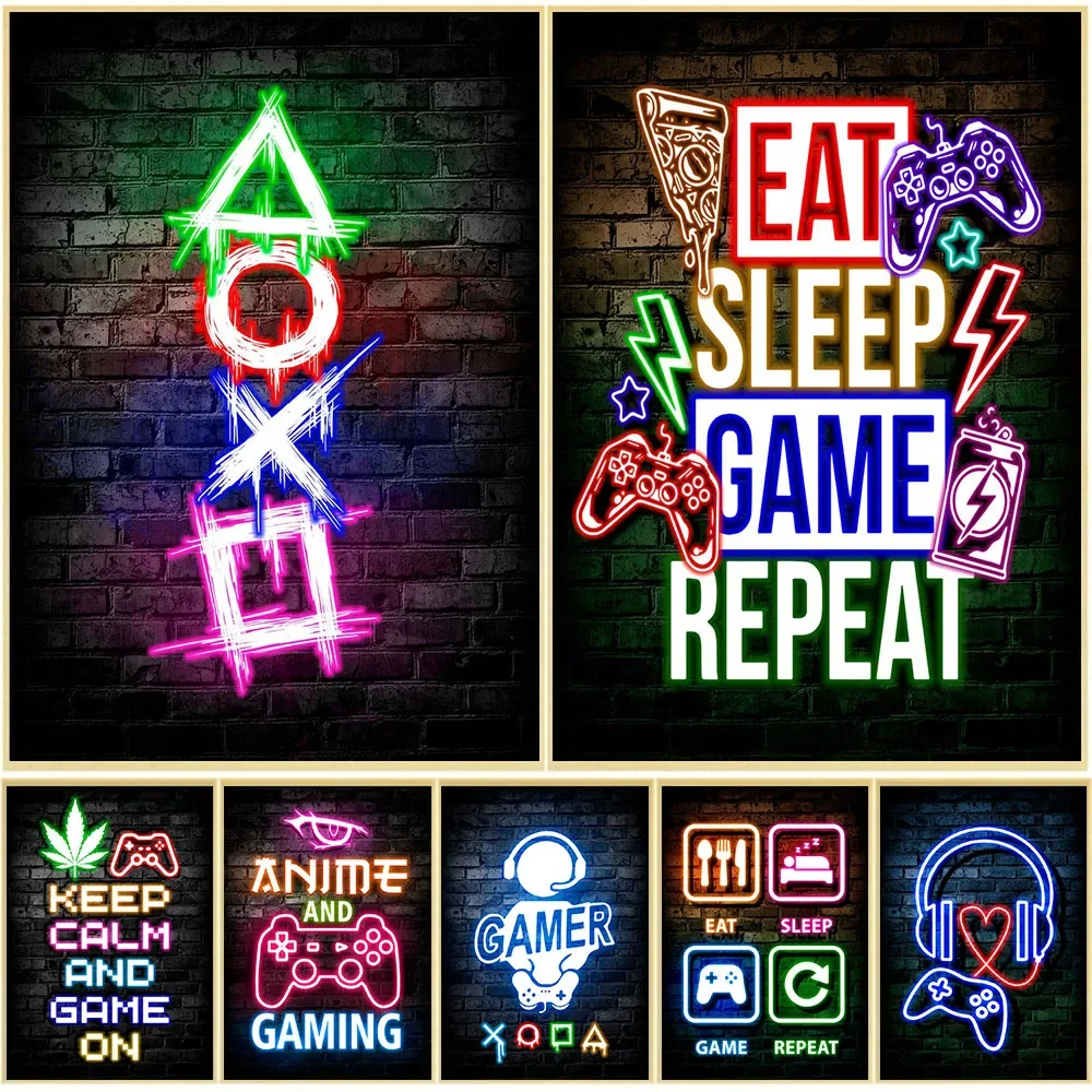 Home Improvement Game - Игровые неоновые постеры «Ешь, спи, играй,